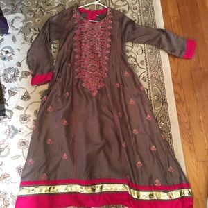 Pink and Brown Anarkali